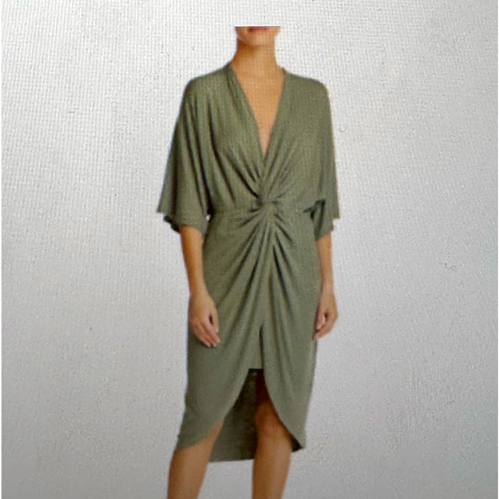 NWT JOIE Sorina Jungle Green Draped MIDI Dress